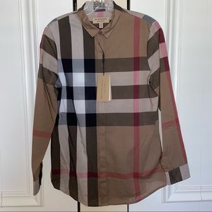 NWT Burberry Classic Plaid Button Down Blouse